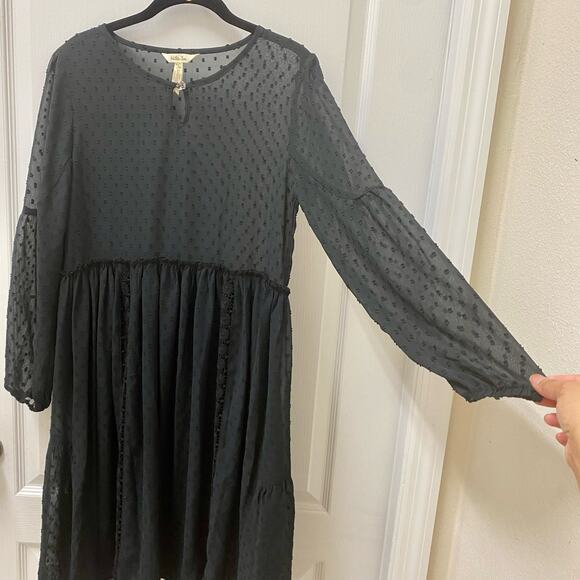 Matilda Jane Nostalgia Charlie Swiss Dot Black Dress Small Boho Whimsigoth - Picture 10 of 13